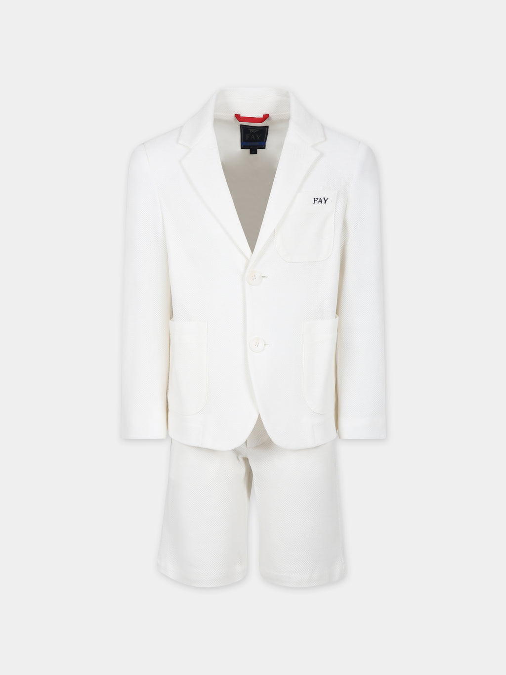 Ivory suit for boy with logo